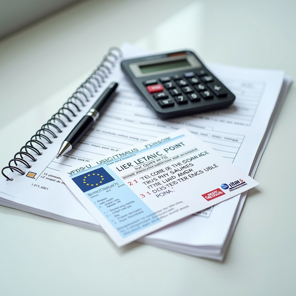 Permis de conduire français avec système de points visible, documents administratifs et calculatrice sur fond neutre, photographie professionnelle en haute résolution